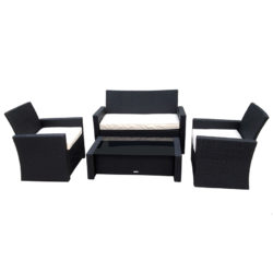 Charles Bentley Garden Deluxe Rattan-Effect 4-Piece Furniture Set - Black